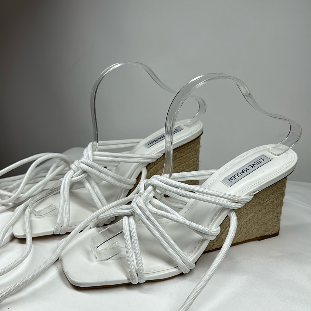 Steve Madden | Women’s 10 Idolized White Wedge Espadrille Lace Up